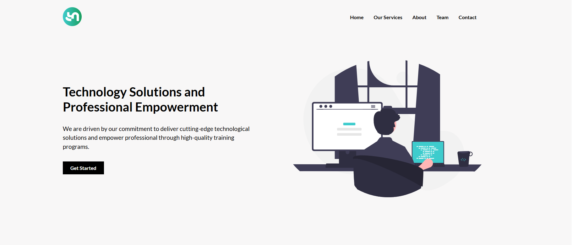 Screenshot of Ynot Solutions Company website